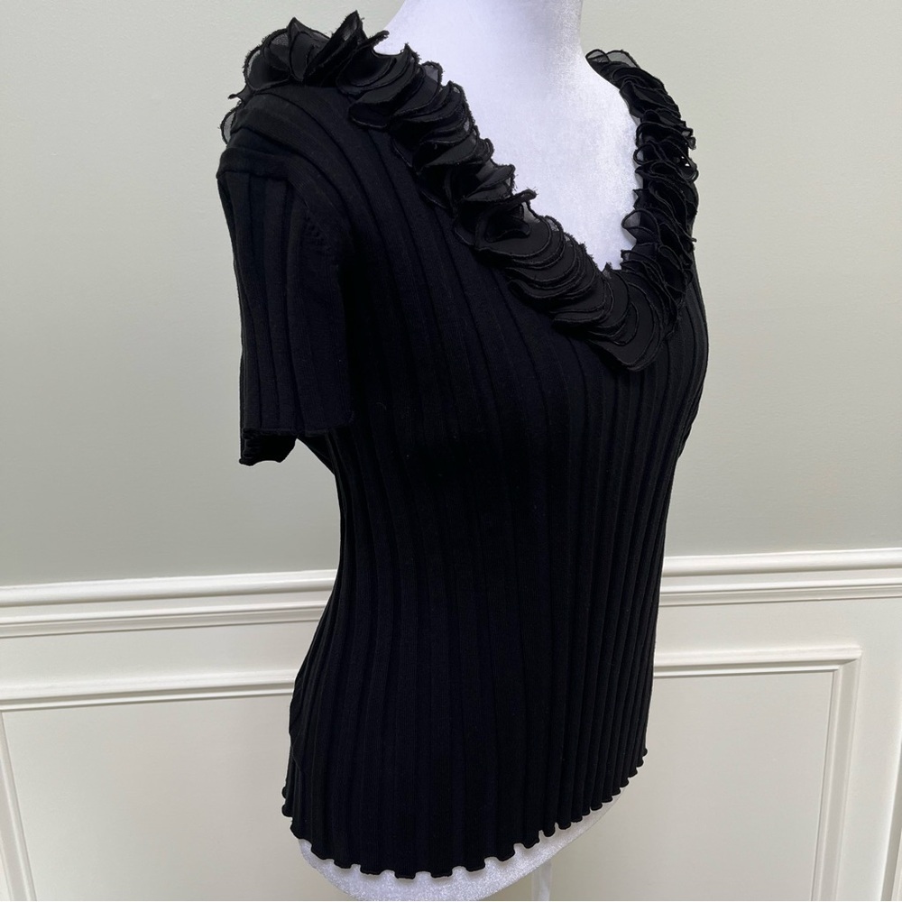 EVIE Rayon/Silk Ruffle Sweater L - Picture 2 of 8